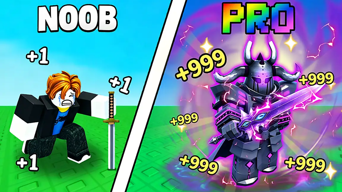 Official +1 Loot To Forge thumbnail: a crying noob with a katana next to a horned knight labelled PRO